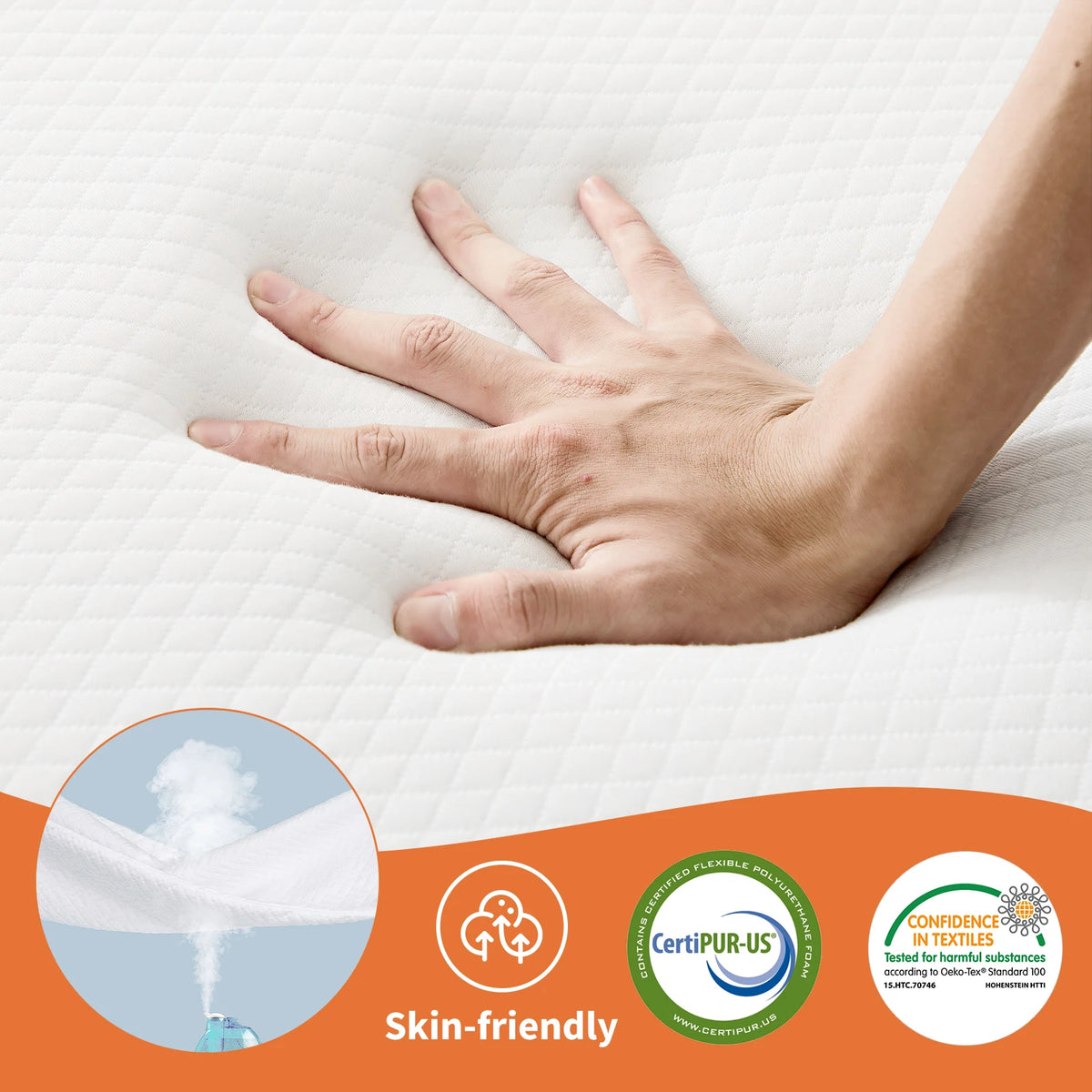 JHK Tri-Fold Memory Foam Mattress With Washable Cover CertiPUR-US Certified
