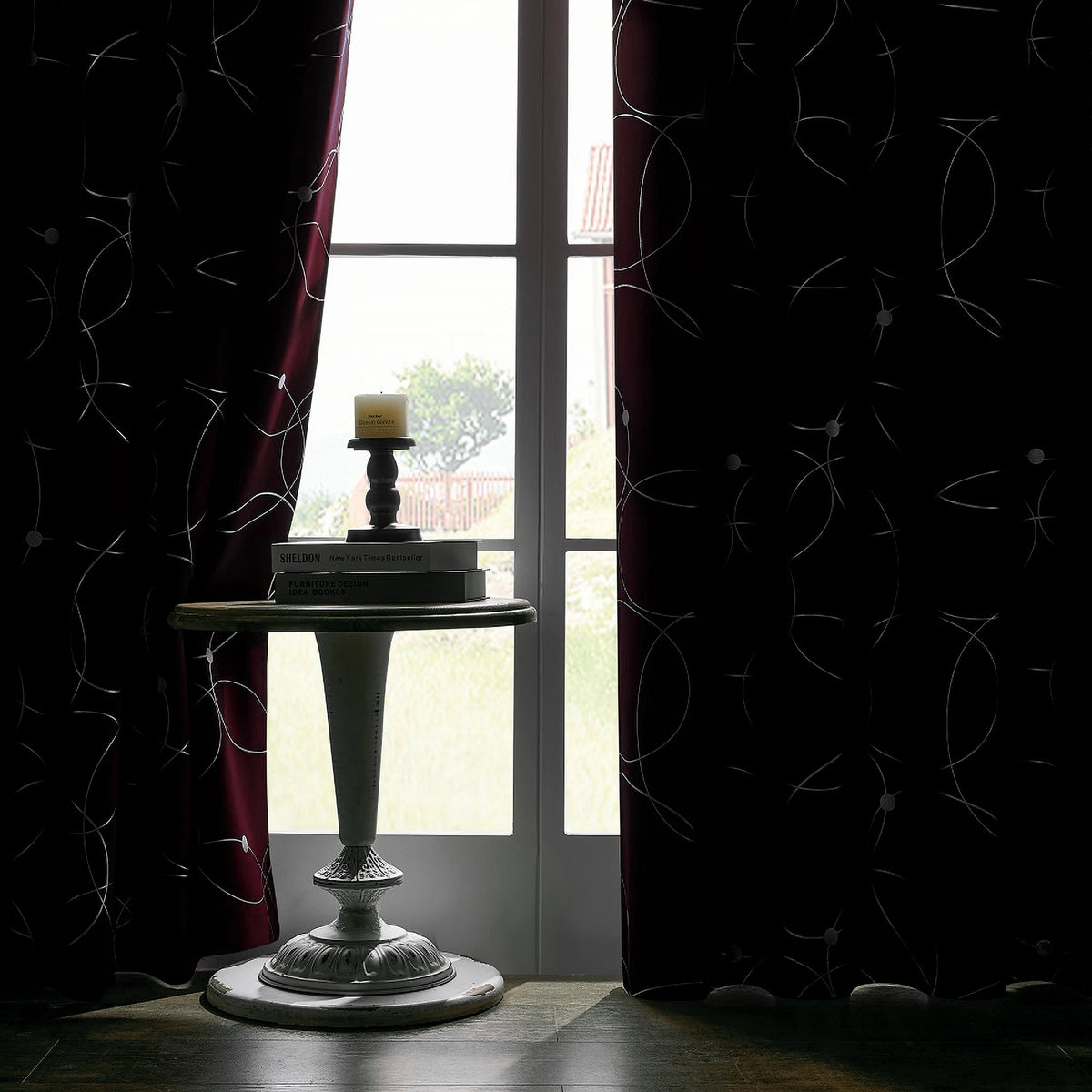 Polyester Thermal Blackout Curtains Grommet Printed Room Darkening For Bedroom