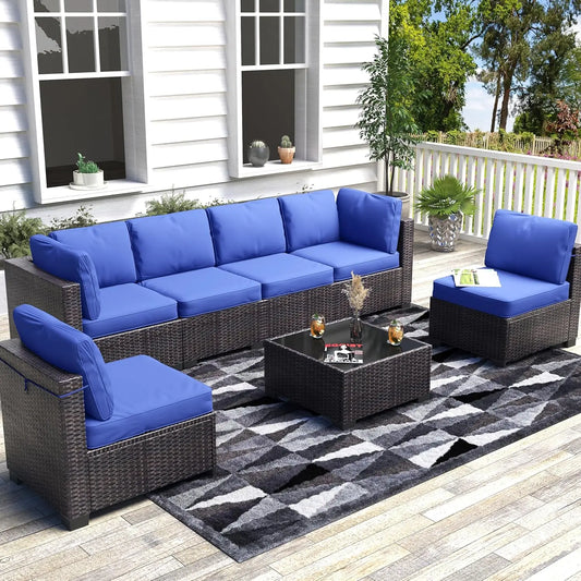 HobbyLane 7 Piece Modular Outdoor PE Rattan Sofa Set