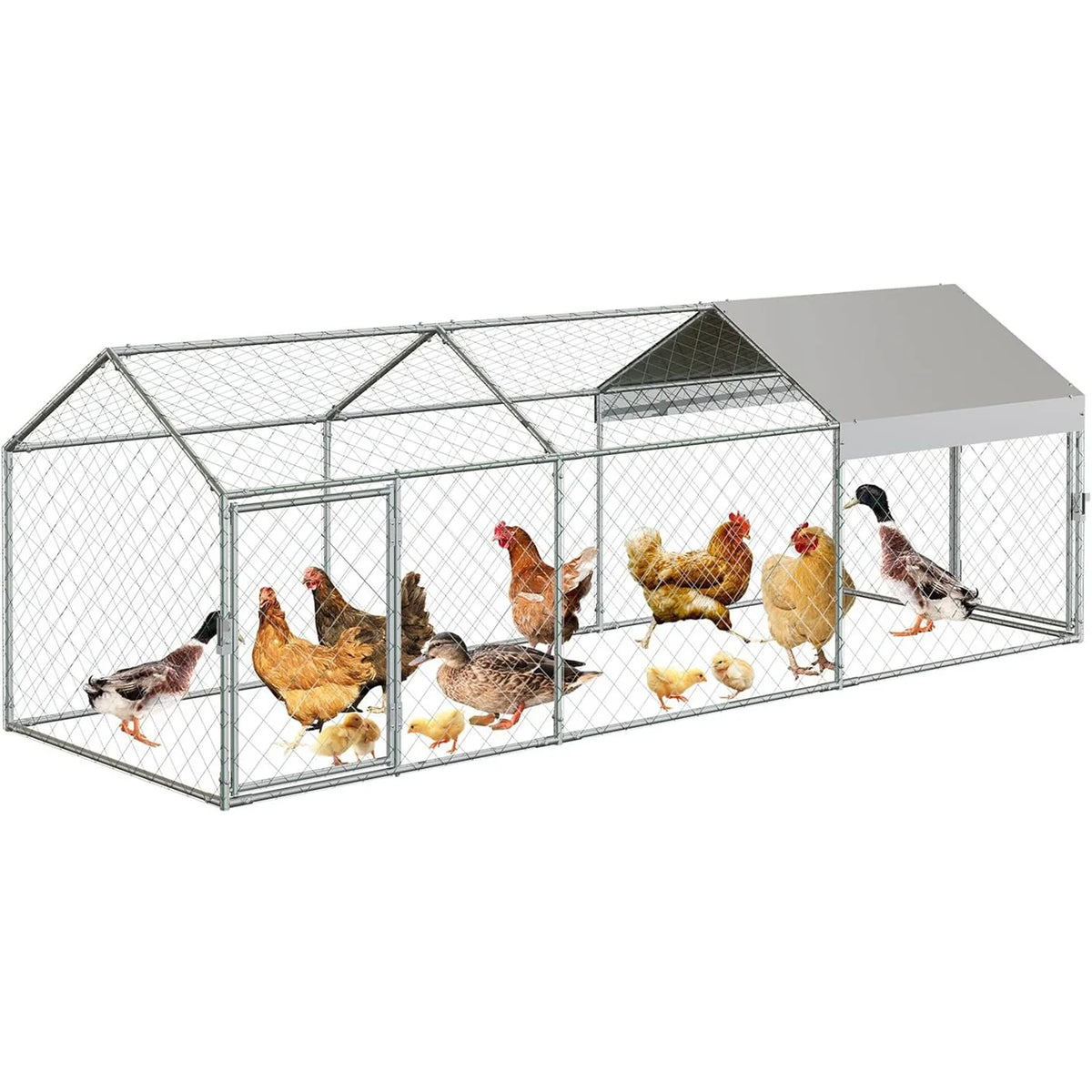 HiMISS Portable Metal Chicken Coop With Waterproof Run Cover