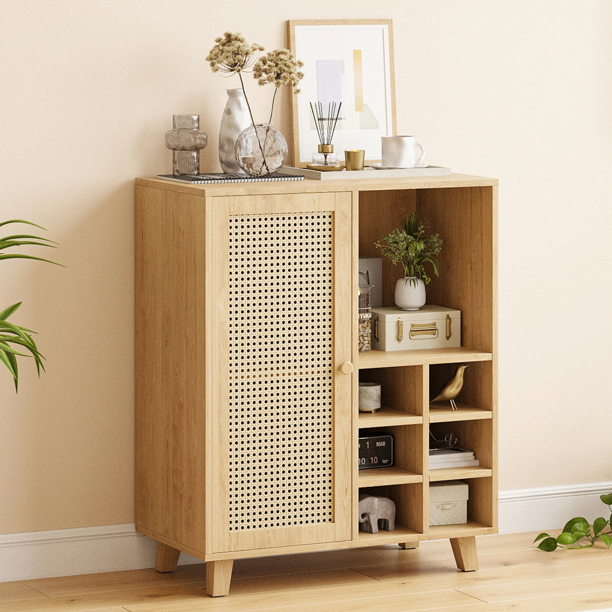 Farini Wooden Sideboard Cabinet With Wine Rack Storage For Home