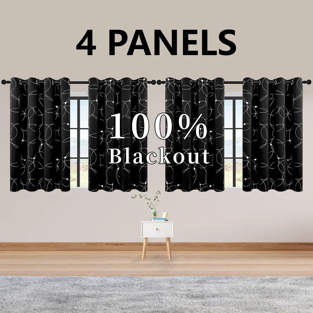Polyester Thermal Blackout Curtains Grommet Printed Room Darkening For Bedroom
