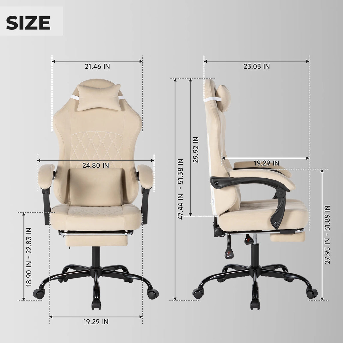 Ergonomic Gaming Chair With Massage Lumbar Support And Adjustable Height