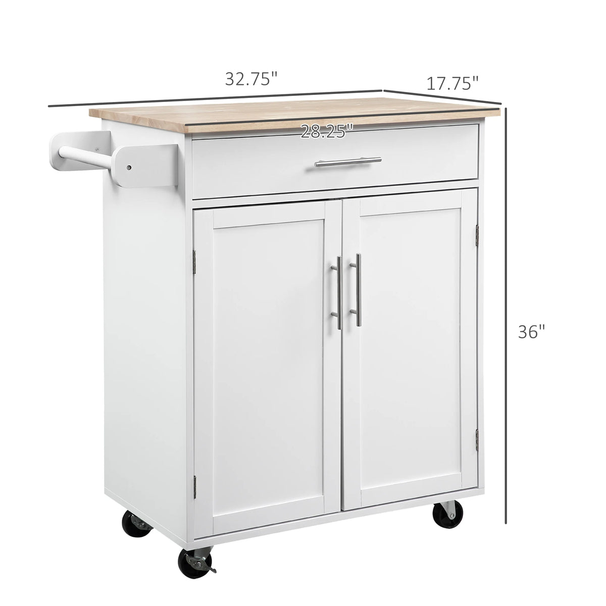 HOMCOM Kitchen Island Cart With Wooden Top And Storage Drawer