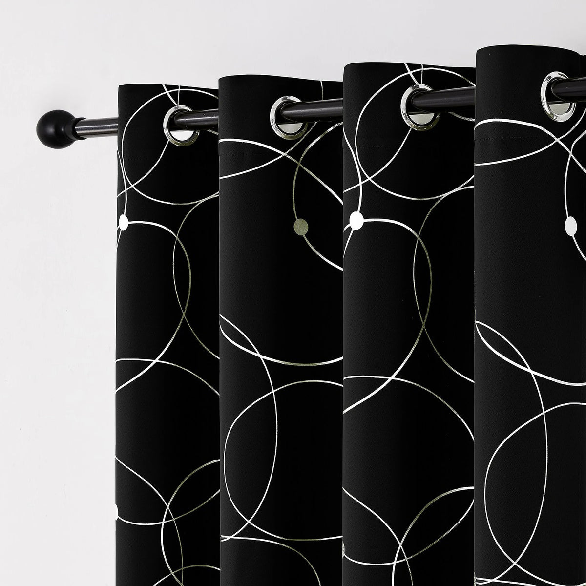 Polyester Thermal Blackout Curtains Grommet Printed Room Darkening For Bedroom