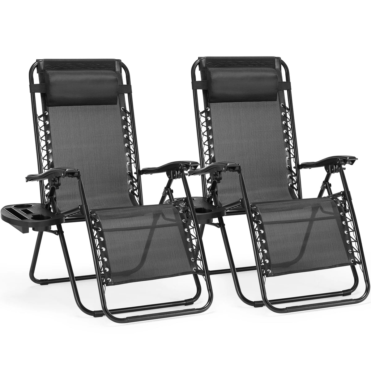 JHK Zero Gravity Outdoor Recliner With Cup Holder And Pillow
