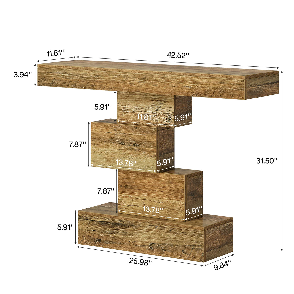 Tribesigns Farmhouse Console Table With Wooden Geometric Base