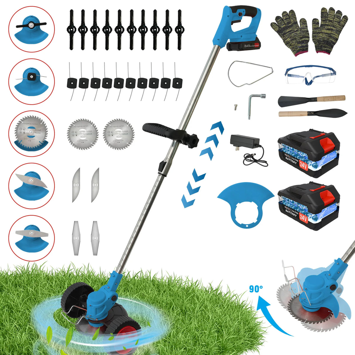 Cordless 21V Three In One Grass Trimmer With Rechargeable Battery