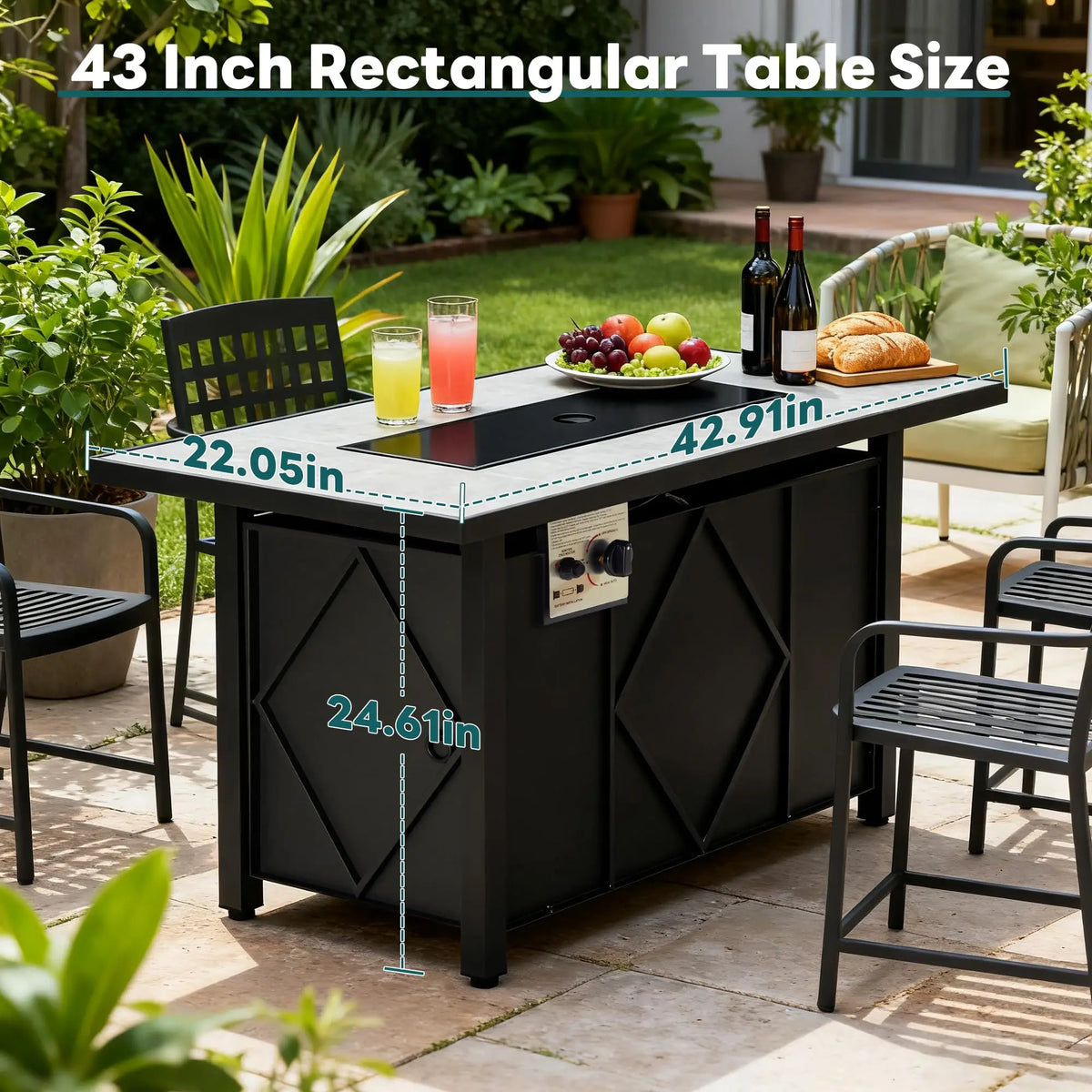 JHK Stainless Steel Propane Fire Pit Table For Outdoor Patio