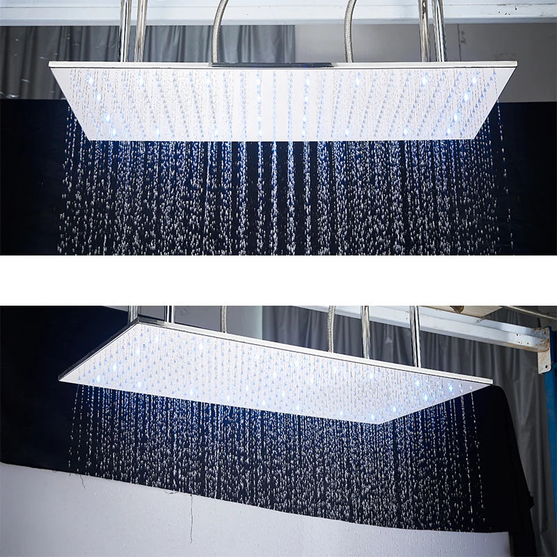 Wanmivezlo Led Rainfall Shower Head Wall Mounted Brass Faucet