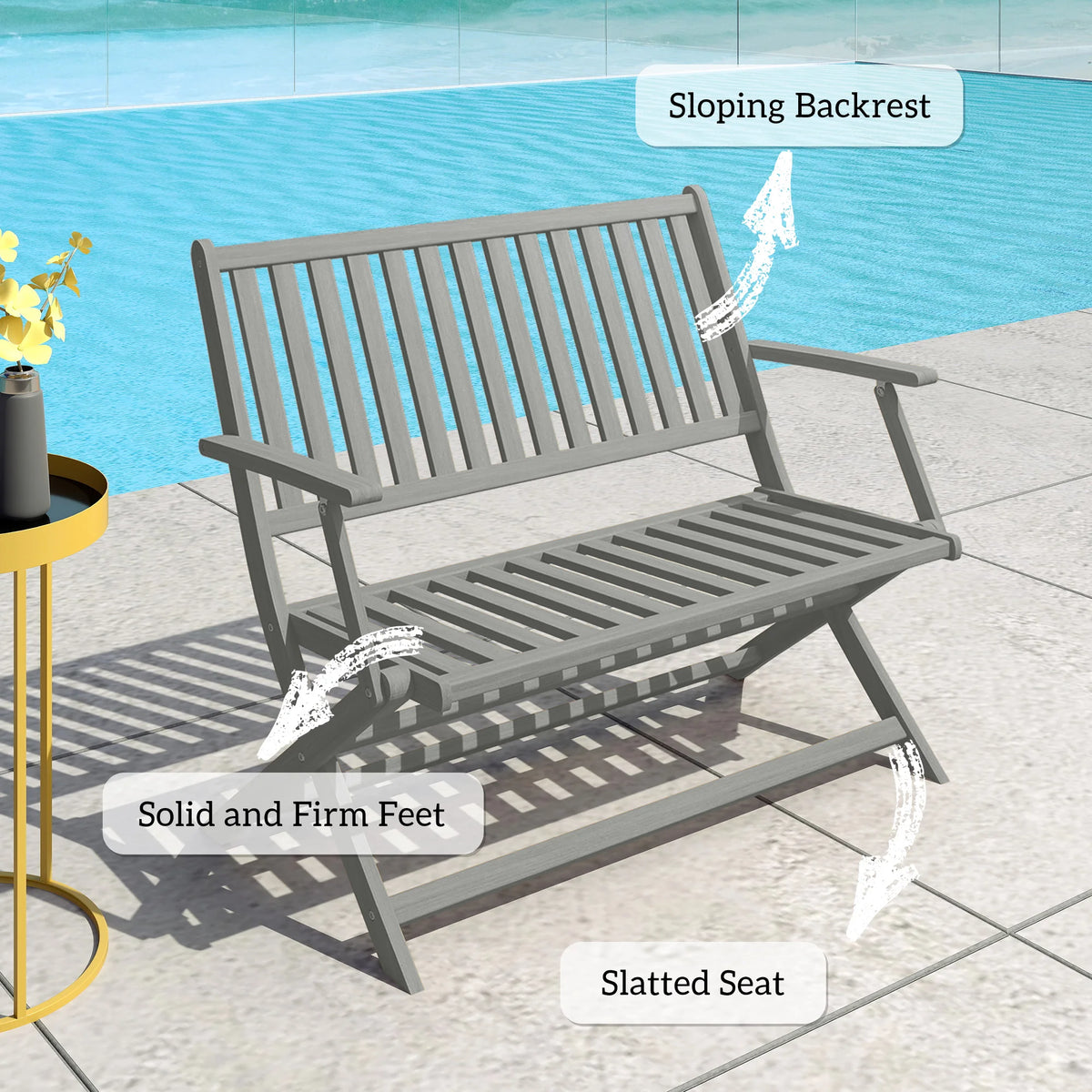 Ousunny 2 Person Wood Outdoor Bench For Garden Patio