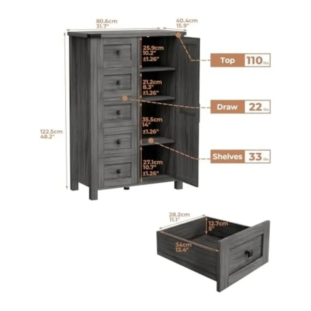 Farmhouse Style Barn Door Storage Cabinet For Bedroom Organization