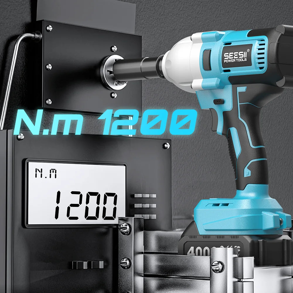 Seesii Brushless Cordless Impact Wrench With Bright LED Light