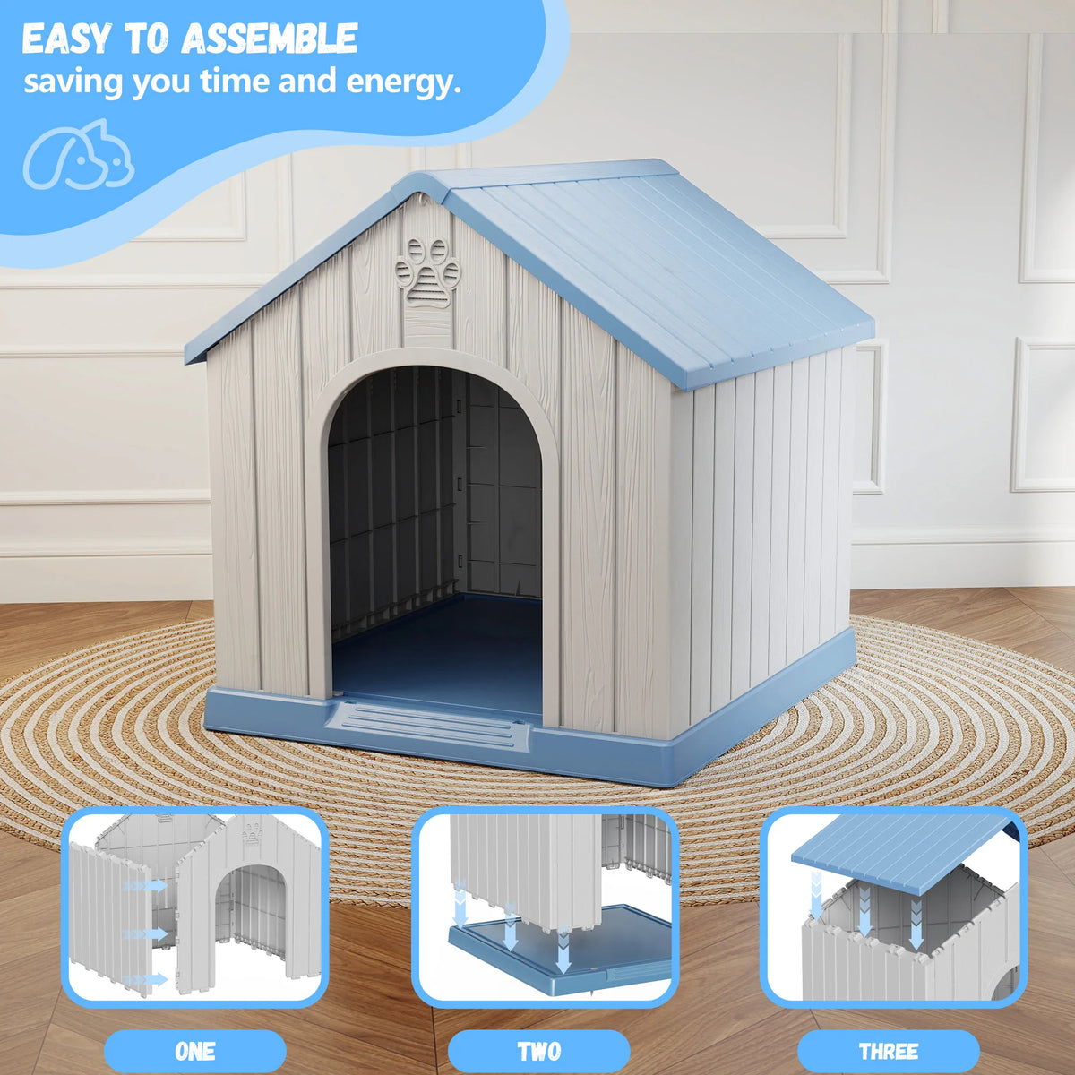 Weatherproof Plastic Dog House For Outdoor And Indoor Pets