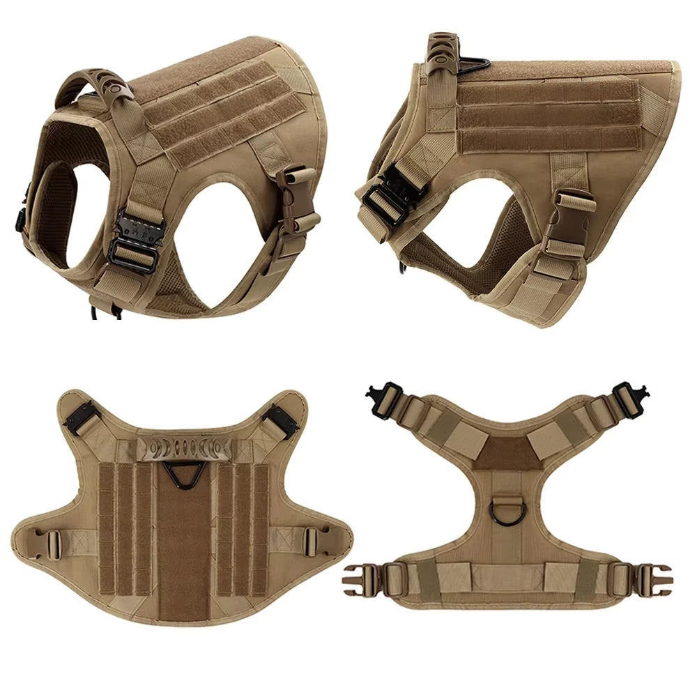 Adjustable Tactical Dog Harness Collar Leash Set For Training