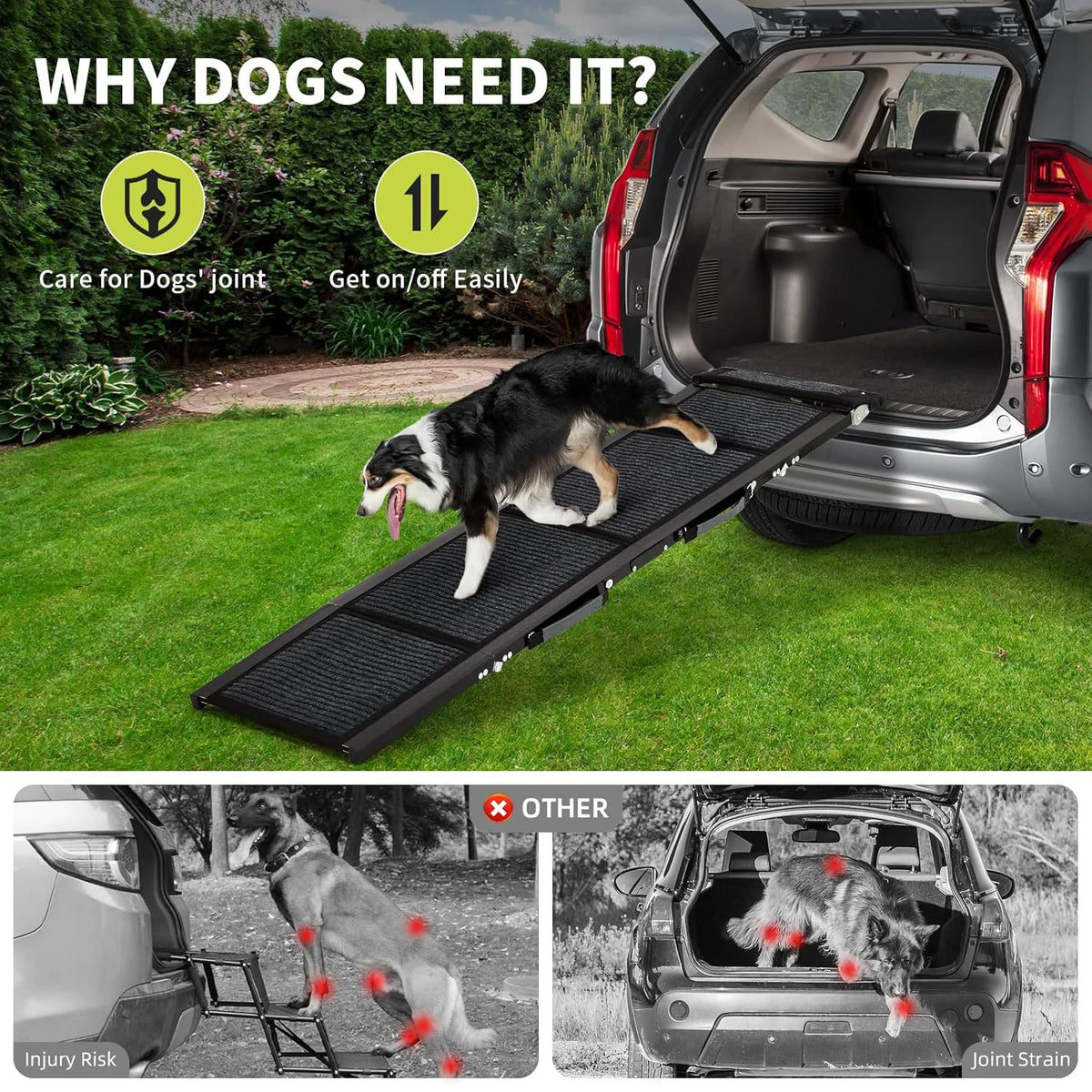 HiMISS Folding Dog Ramp Portable Non Slip Vehicle Pet Ramp