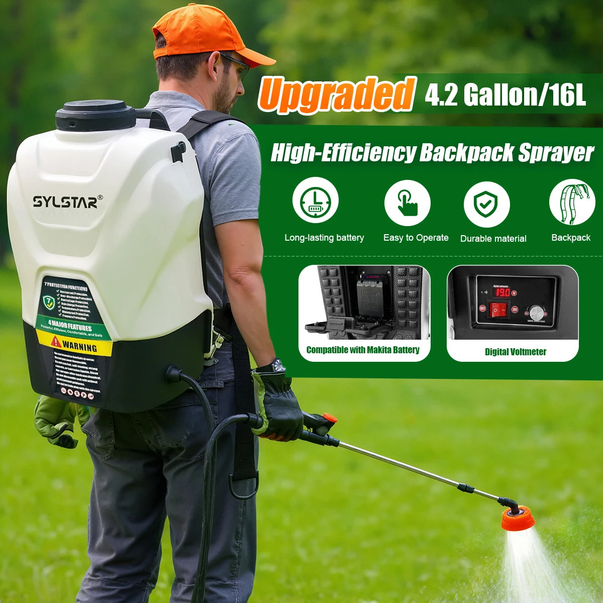 Battery Powered Electric Backpack Sprayer For Gardens