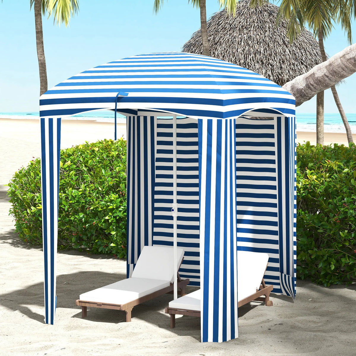 Outsunny Beach Cabana Umbrella With Bag And Windows