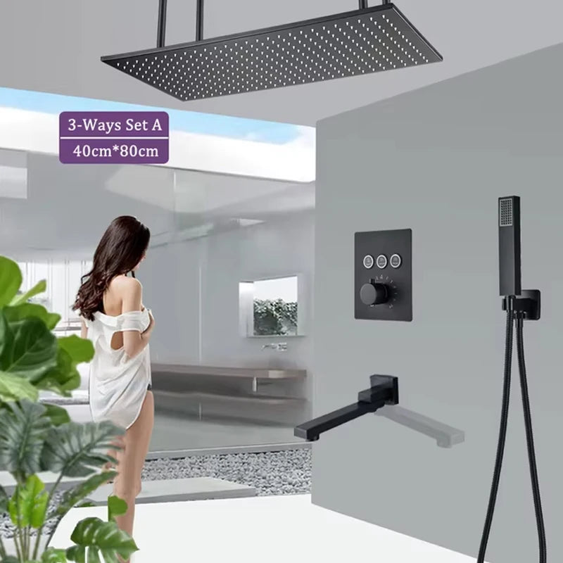 Wanmivezlo Led Rainfall Shower Head Wall Mounted Brass Faucet