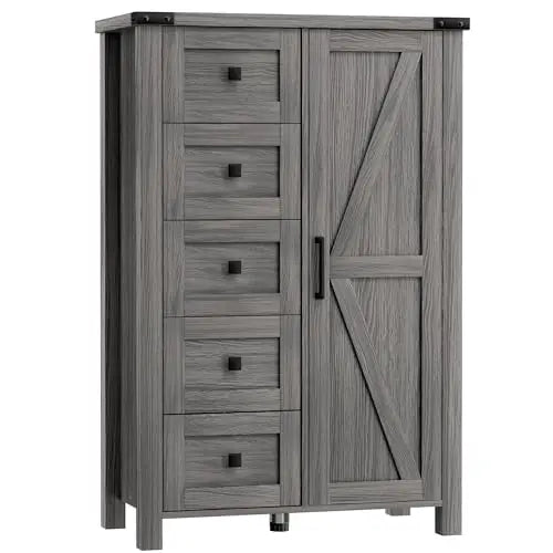 Farmhouse Style Barn Door Storage Cabinet For Bedroom Organization
