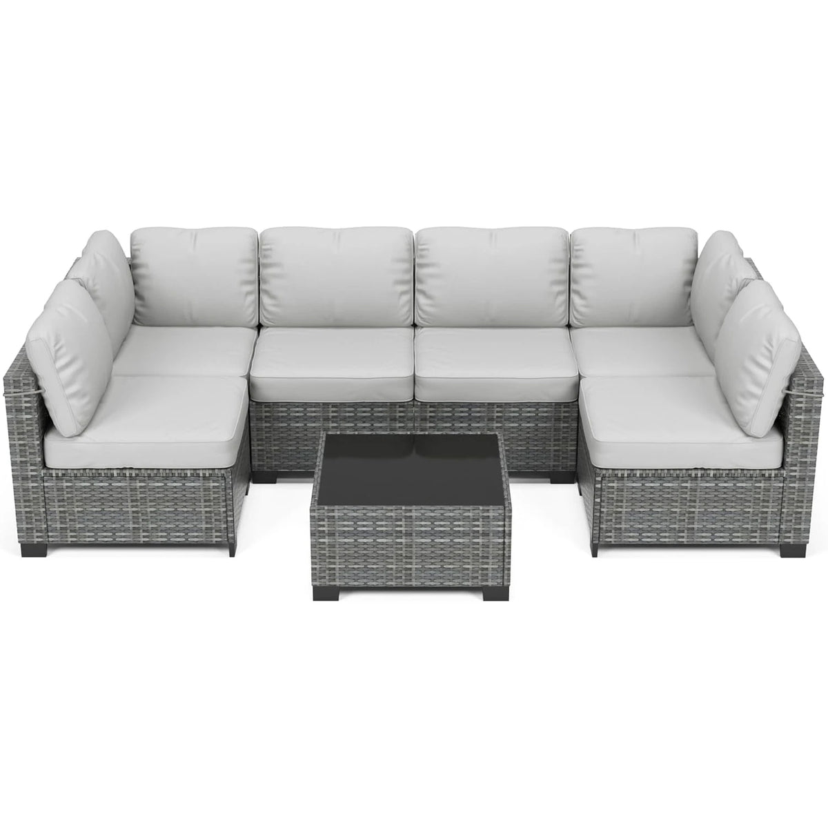 HobbyLane 7 Piece Modular Outdoor PE Rattan Sofa Set