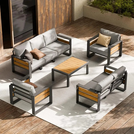 Modern Rattan Outdoor Patio Furniture Garden Set With Table