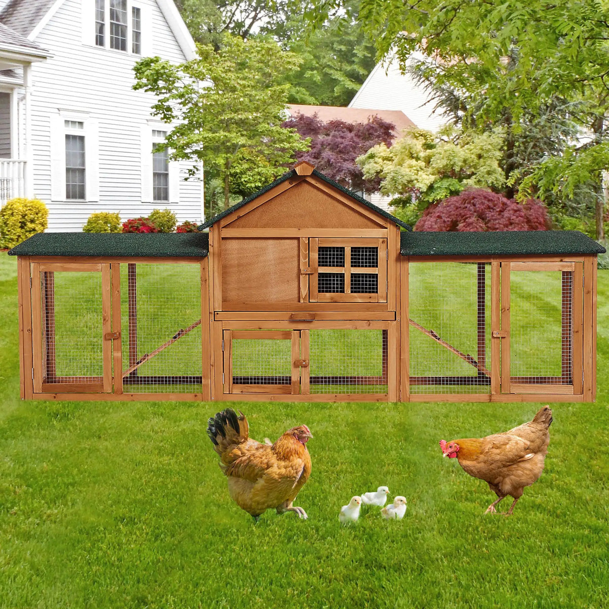 DishyKooker Wooden Rabbit Hutch With Double Runs And Tray