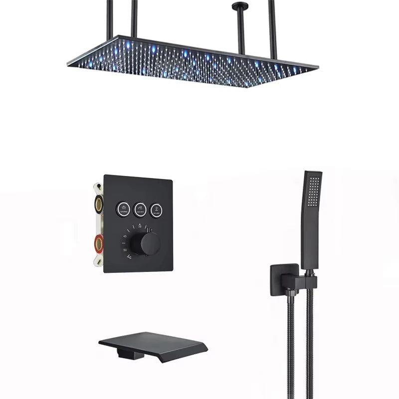 Wanmivezlo Led Rainfall Shower Head Wall Mounted Brass Faucet