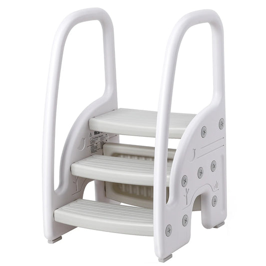 Secure Dual Step Stool With Side Handles For Kids Bathroom