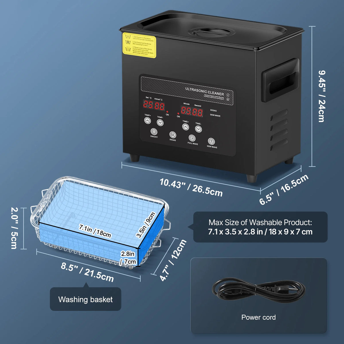 SucceBuy Portable Ultrasonic Cleaner With Adjustable Timer