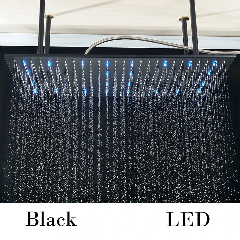 Wanmivezlo Led Rainfall Shower Head Wall Mounted Brass Faucet