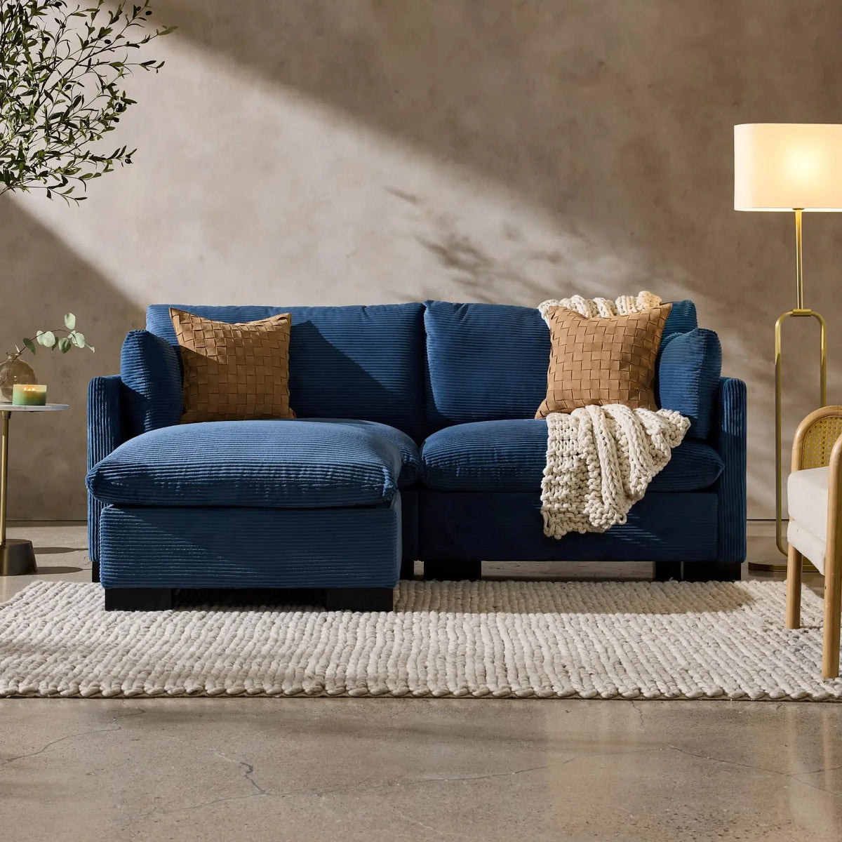 Modern Corduroy Reclining Loveseat With Removable Cover And Wooden Frame