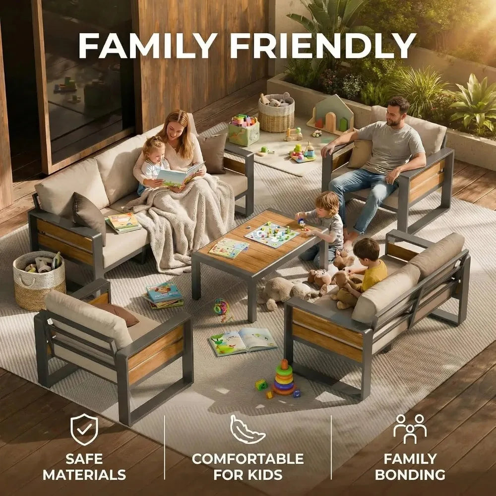 Modern Rattan Outdoor Patio Furniture Garden Set With Table