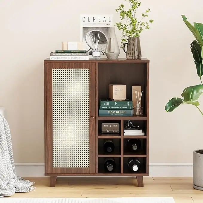 Farini Wooden Sideboard Cabinet With Wine Rack Storage For Home