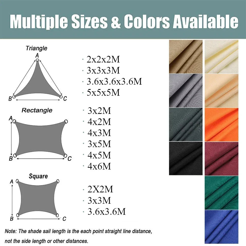 Waterproof Sun Shade Sail For Outdoor Camping And Garden