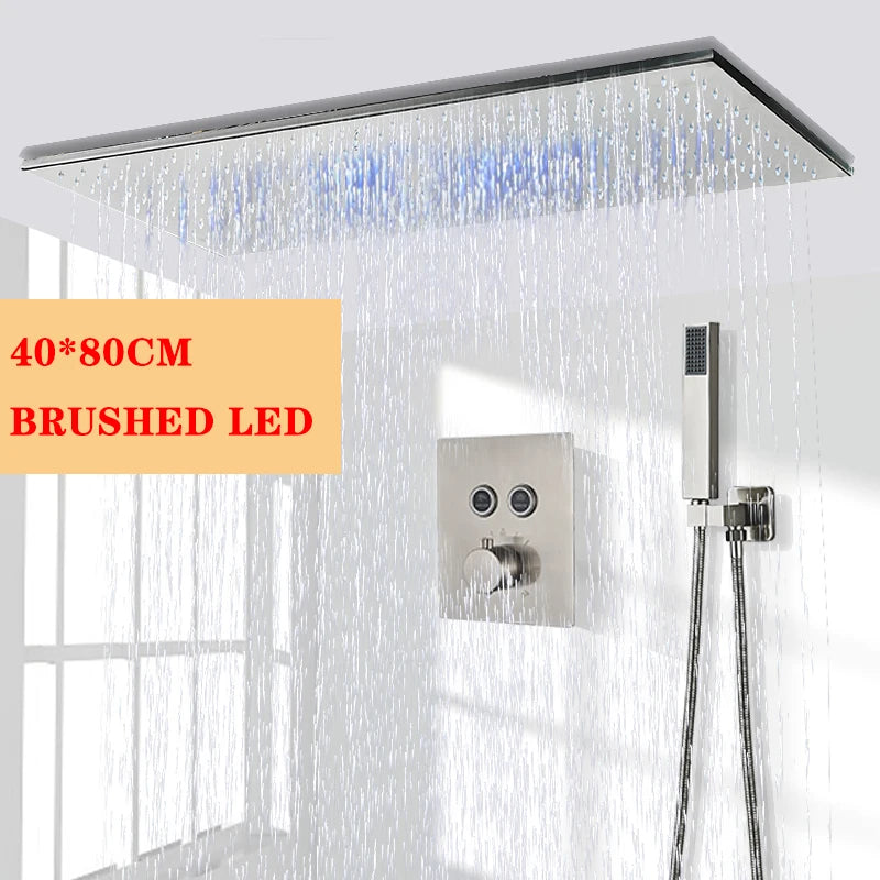 Wanmivezlo Led Rainfall Shower Head Wall Mounted Brass Faucet