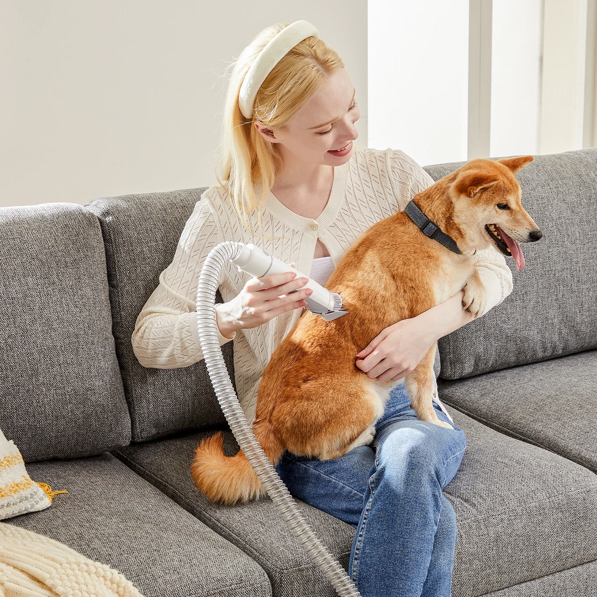 Pet Grooming Vacuum Kit With Cordless Low-Noise Clippers And Tools