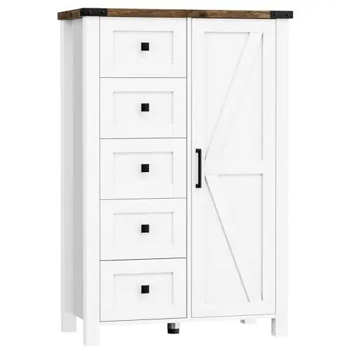 Farmhouse Style Barn Door Storage Cabinet For Bedroom Organization
