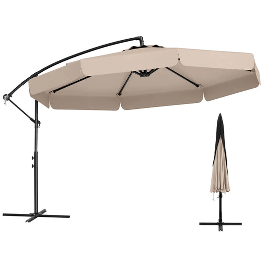 LIFEZEAL 10ft Offset Hanging Patio Cantilever Umbrella With Cover