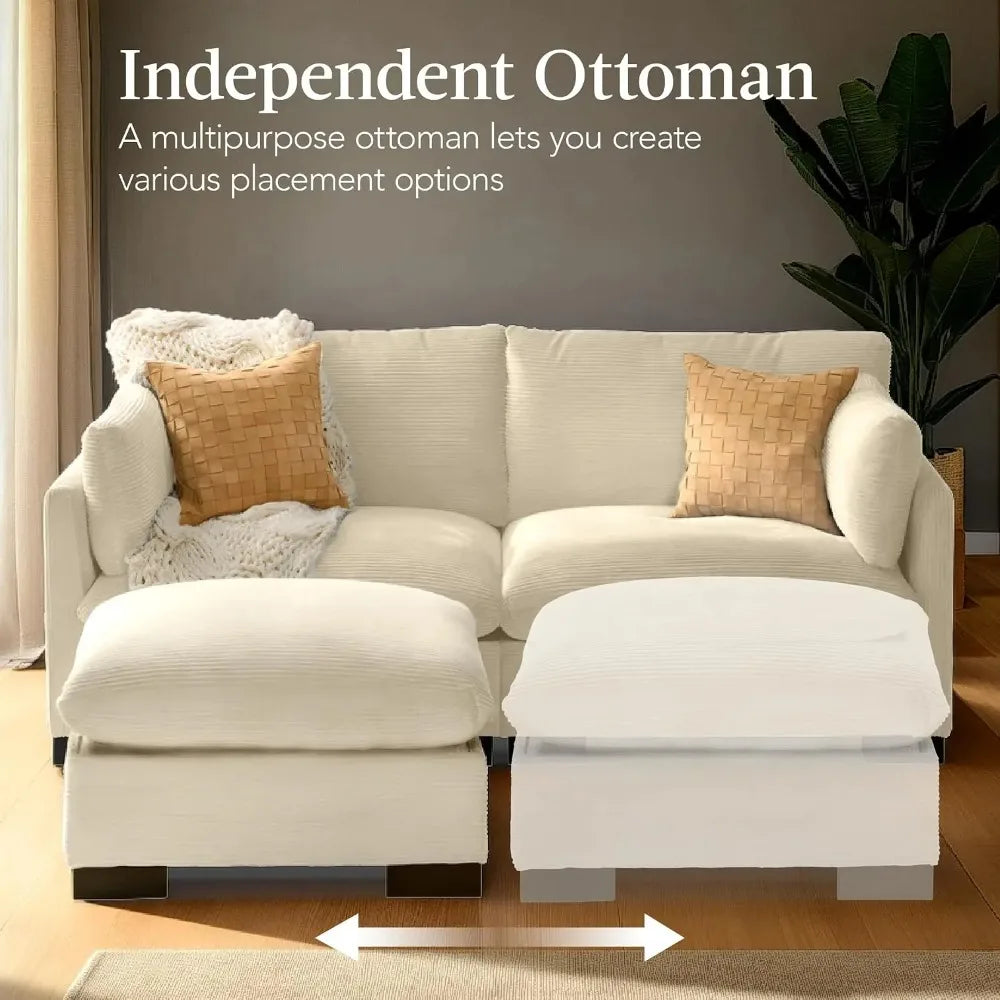 Modern Corduroy Reclining Loveseat With Removable Cover And Wooden Frame