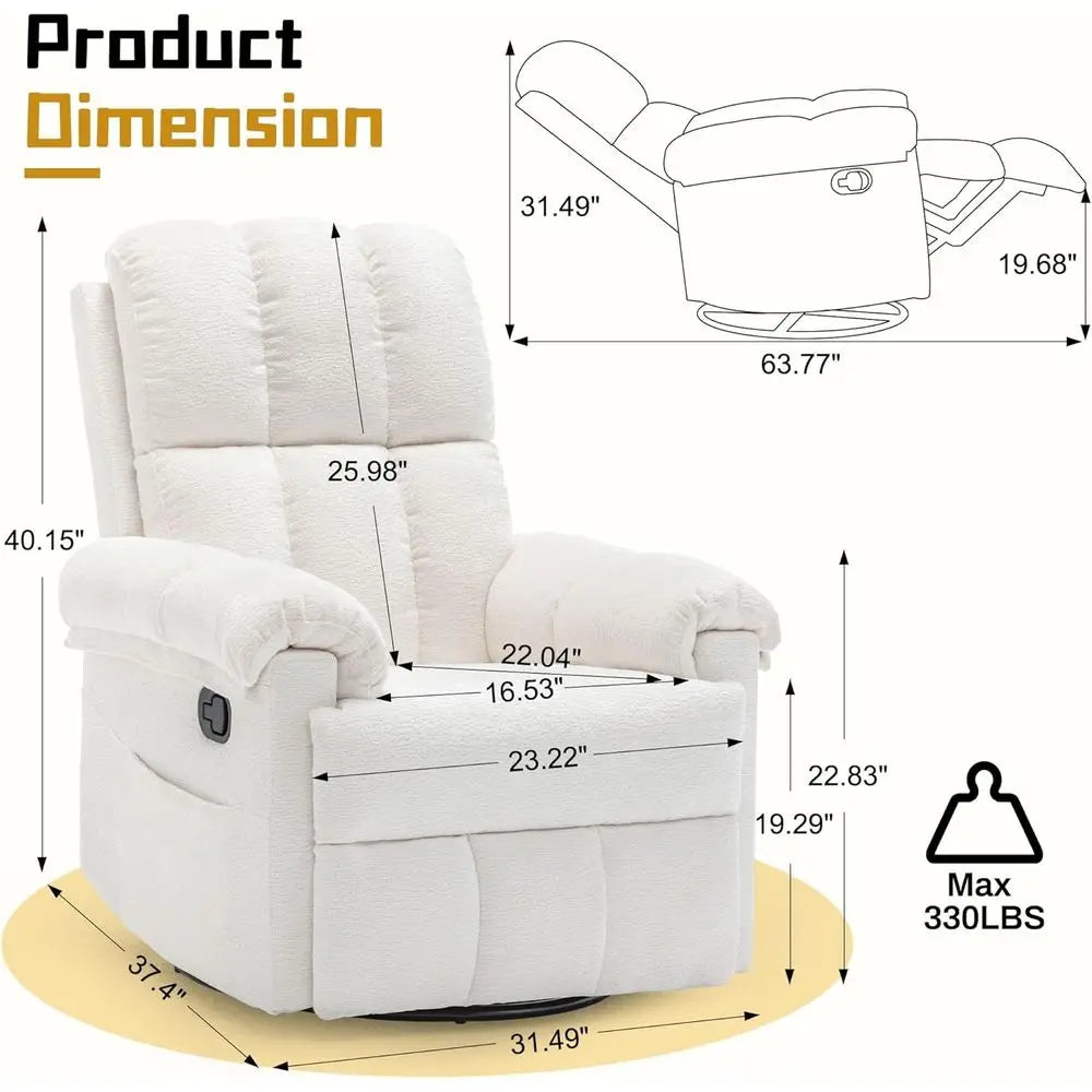 Upholstered Swivel Rocker Recliner Chair For Contemporary Homes