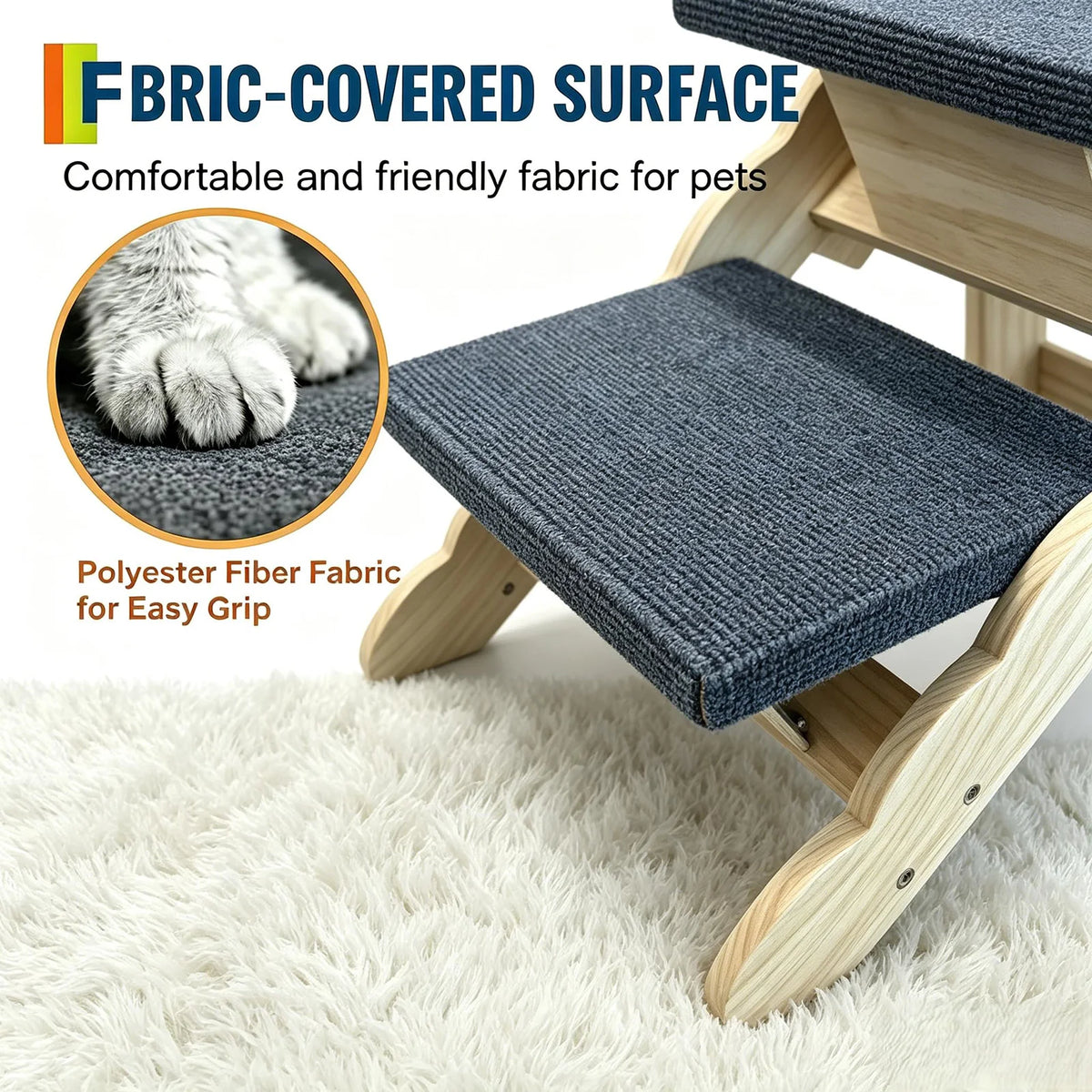DishyKooker 3 Step Wooden Pet Stairs And Folding Dog Ramp