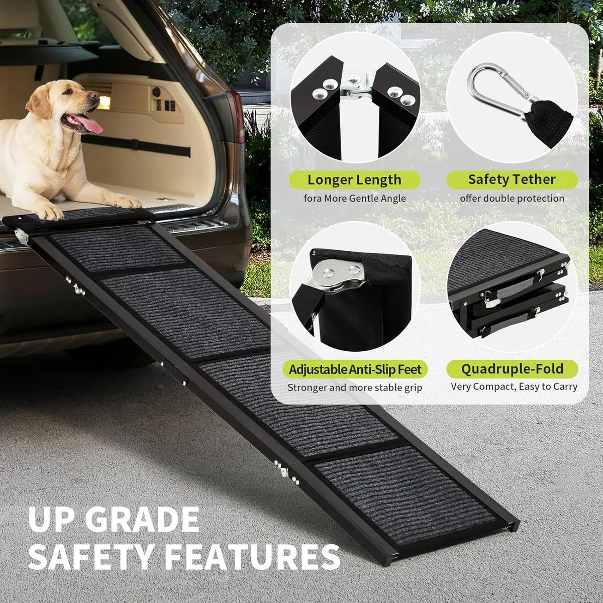 HiMISS Folding Dog Ramp Portable Non Slip Vehicle Pet Ramp