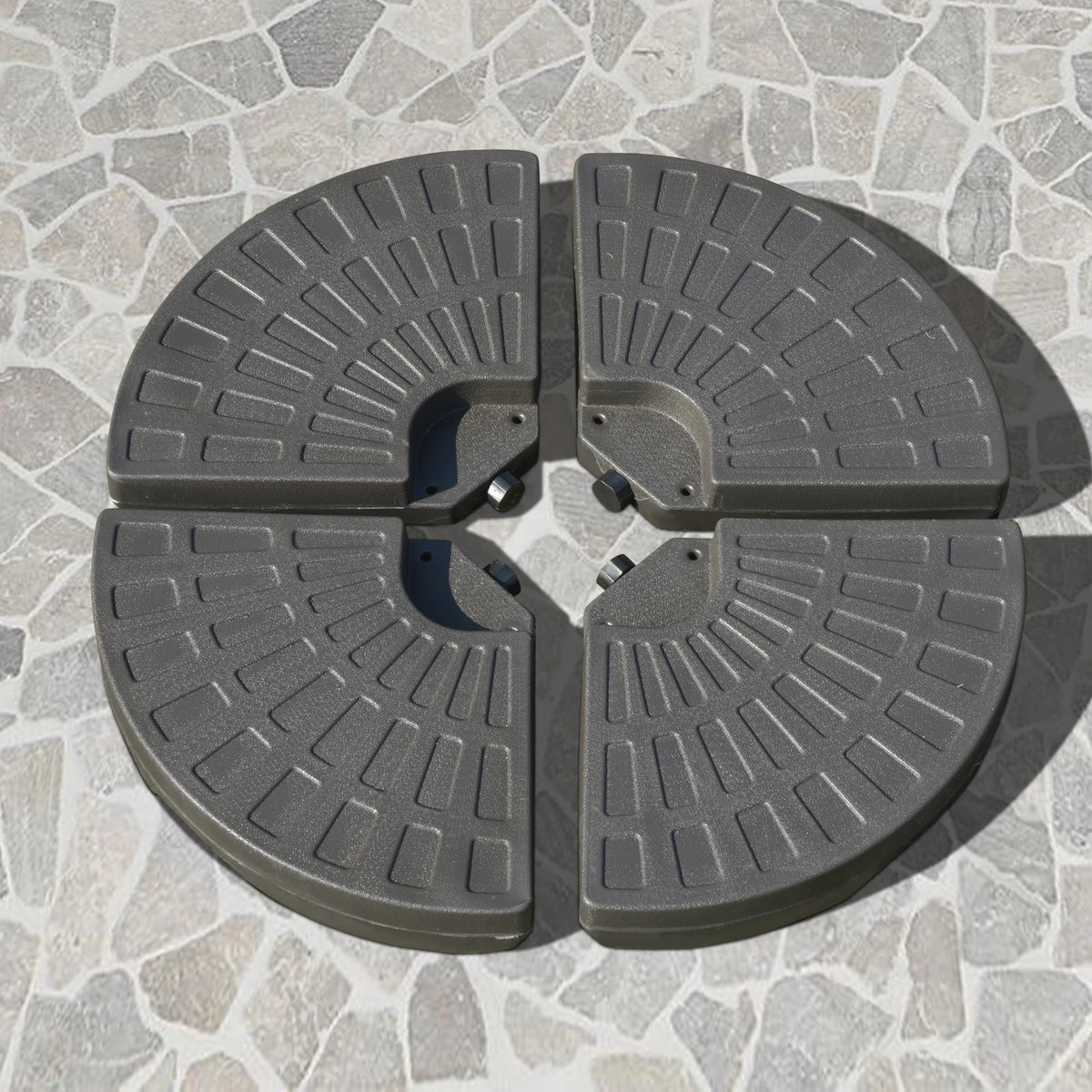 Cantilever Patio Umbrella Base Set, Fan Shaped Weights With Handles