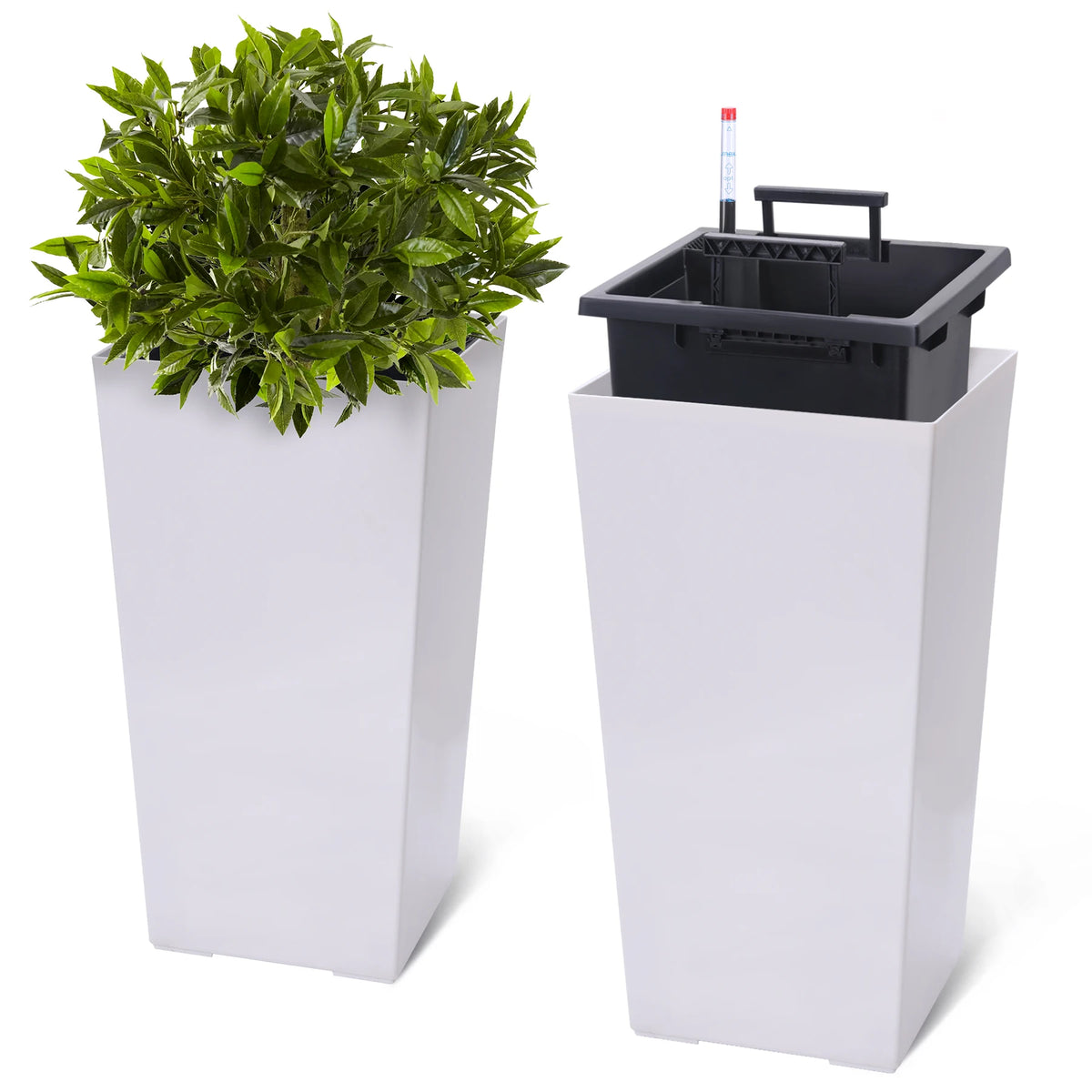 HiMISS Self Watering Planters Set Of 2 With Monitor Bucket