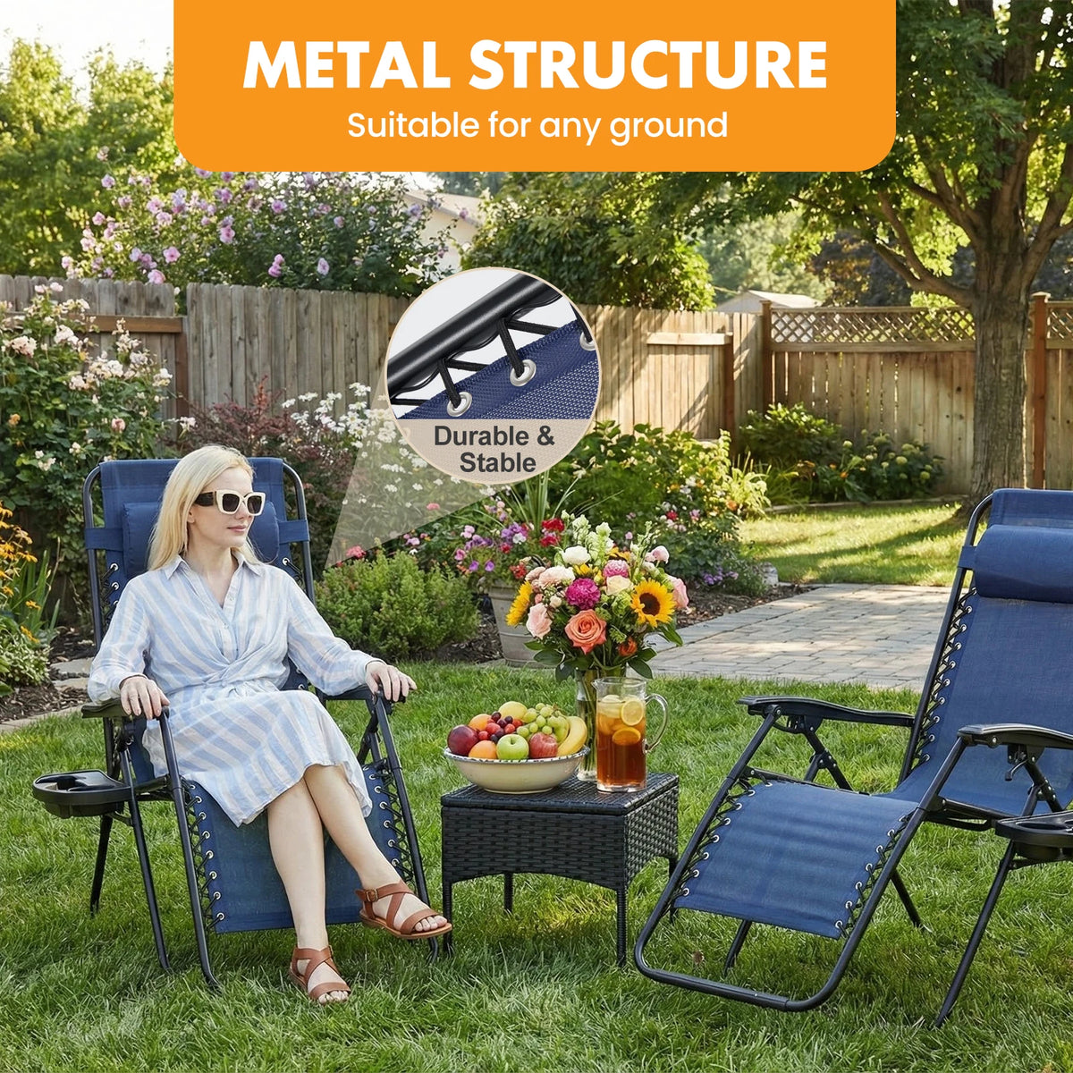MCQ Outdoor Zero Gravity Folding Recliner Patio Chair With Pillow