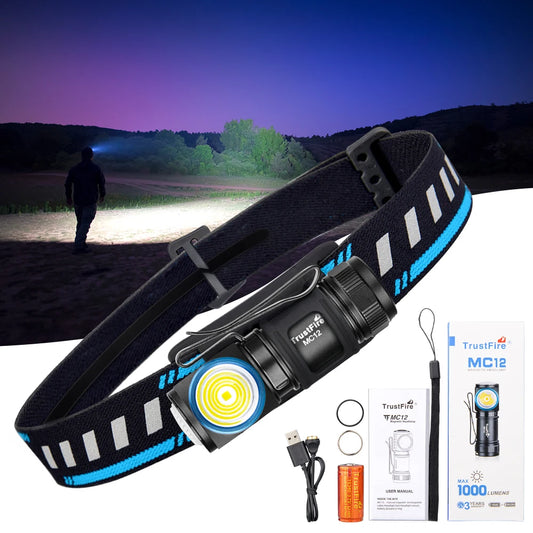 Trustfire MC12 Powerful 1000 Lumen XP-L HI Rechargeable Headlamp