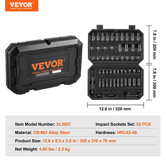 SucceBuy Crv Steel Impact Socket Set With Carry Case