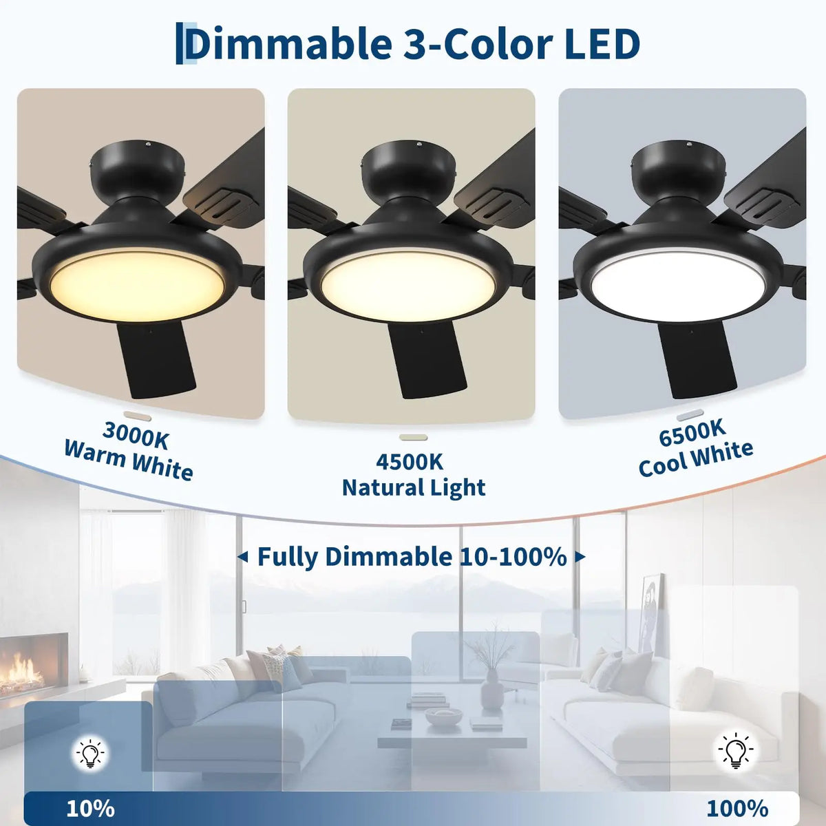 Adoolla 52 Inch Smart Ceiling Fan With Lights Low Profile
