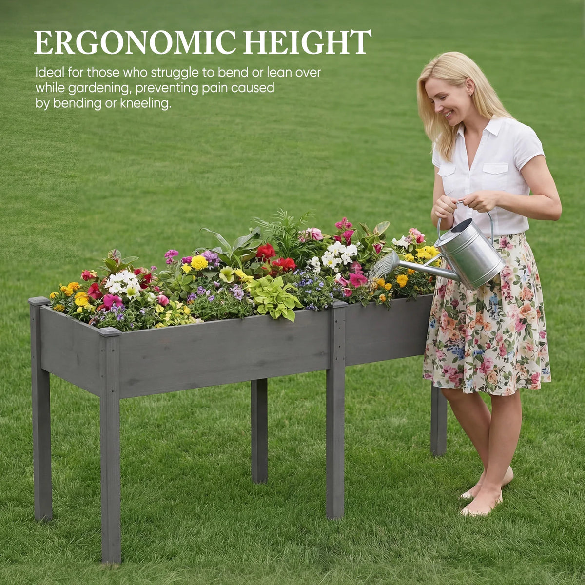JHK Elevated Wooden Planter Box For Outdoor Gardening